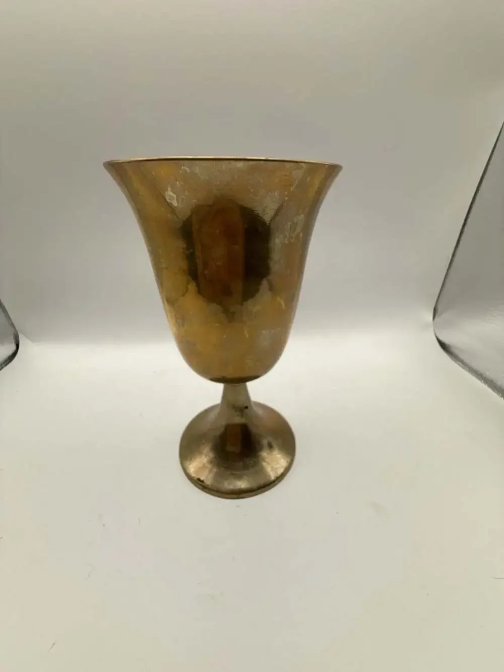 Vintage Solid Brass Flared Mouth Wine Goblet